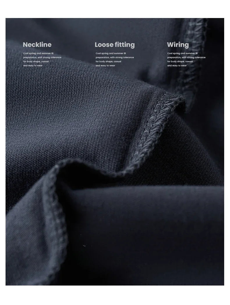 230G Men T Shirts Pure Combed Cotton Heavy Round Neck Solid Color Long-sleeved Men's T-shirt Loose Bottoming Shirt Tops For Male