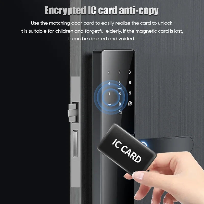 Smart electronic door locks Fingerprint biometrics Smartlock Application control Smart card key entry and USB emergency charging