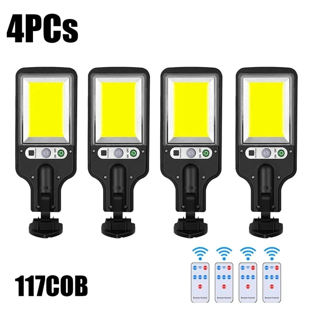 Solar Street Lights Outdoor, Solar Lamp With 3 Light Modes Waterproof Motion Sensor Security Lighting for Garden Patio Path Yard