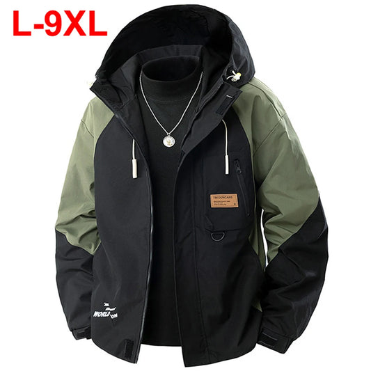 9XL Plus Size Men Jackets Hooded Windbreaker Spring Autumn Loose Casual Jackets for Male Big Size 7XL 8XL Outwear