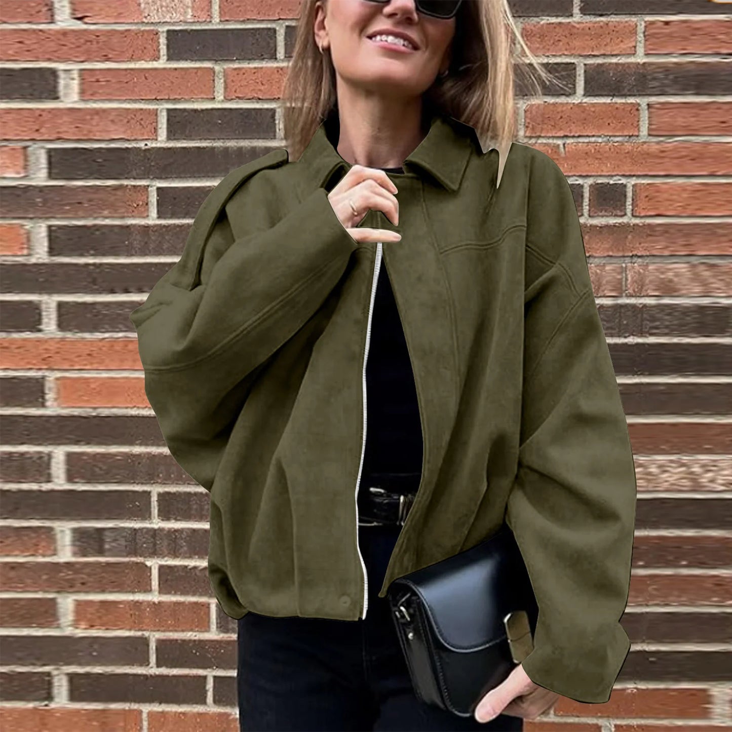 Women's Jacket Fashionable Long Sleeve Zip Up Cropped Coat Autumn Streetwear Cropped Jackets Chic Street Youth Casual Jackets