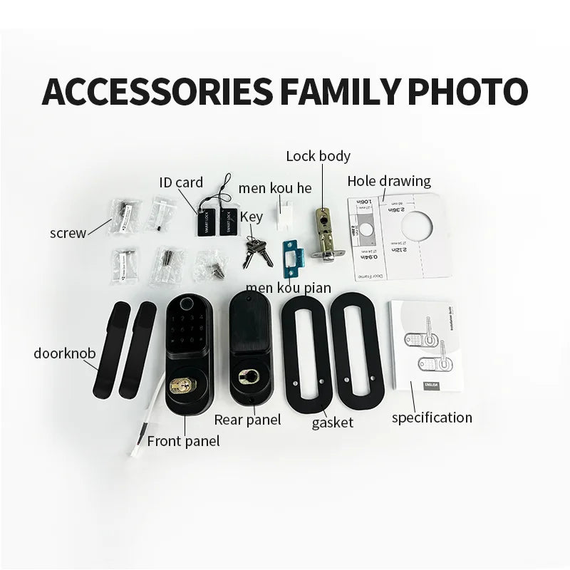 Smart TUYA Fingerprint Door Lock App Remote Control Keyless Bluetooth Digital Touchscreen Lock NFC Waterproof With Card And Key