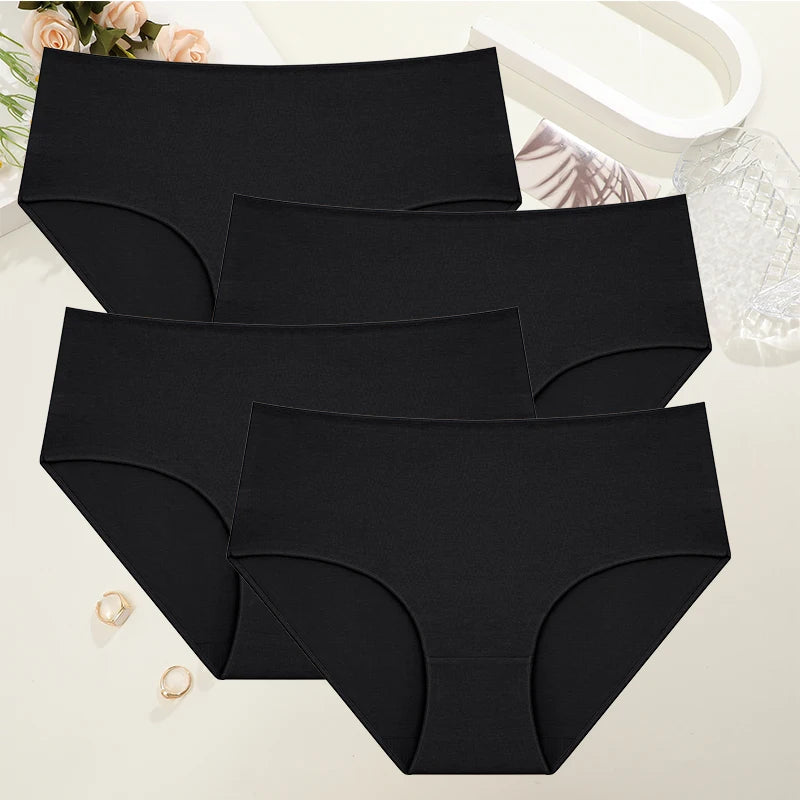 4Pcs/Set Comfort Cotton Panties Women High Waist Briefs Seamless Underwear Breathable Underpants Plus Size Panty S-2XL Intimates