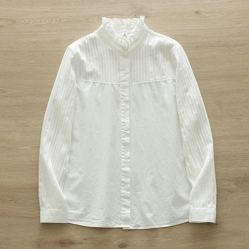 Casual Cotton Solid Colors White Shirt Women 2024 Spring New Woman Long Sleeve Blouse Tops Simple Fine Office Lady Clothes