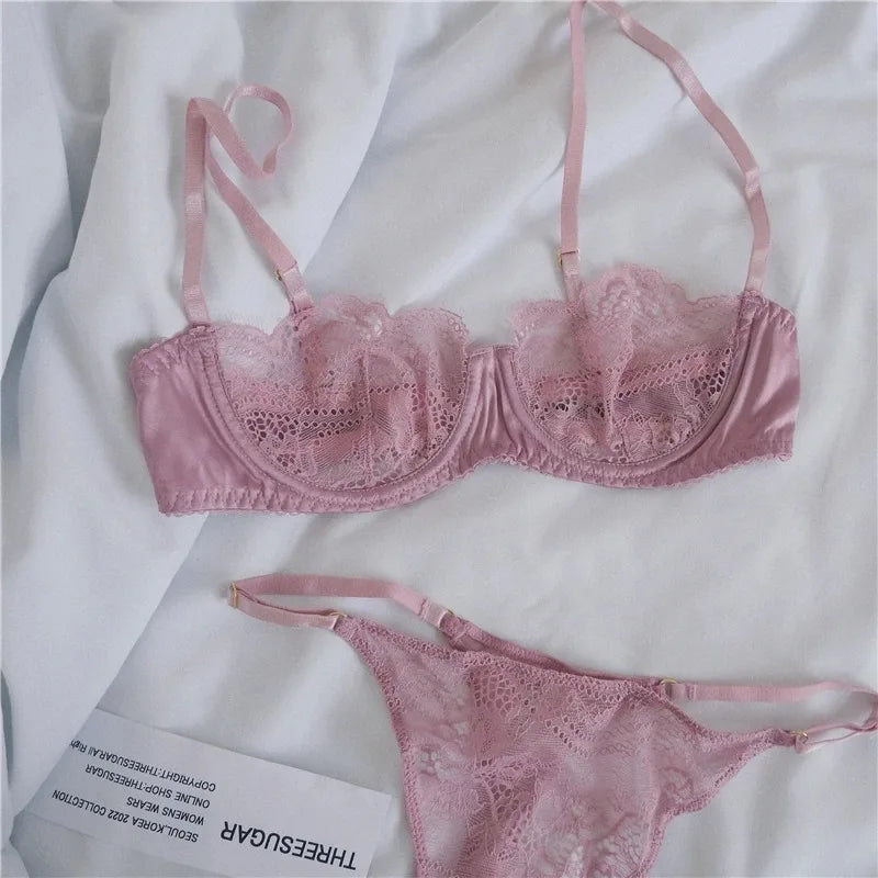 Women's Underwear Bralette Set Sexy Lingerie Lace Erotic Brassiere Female Underwear Lace Bra Panties G-String Bra and Brief Sets