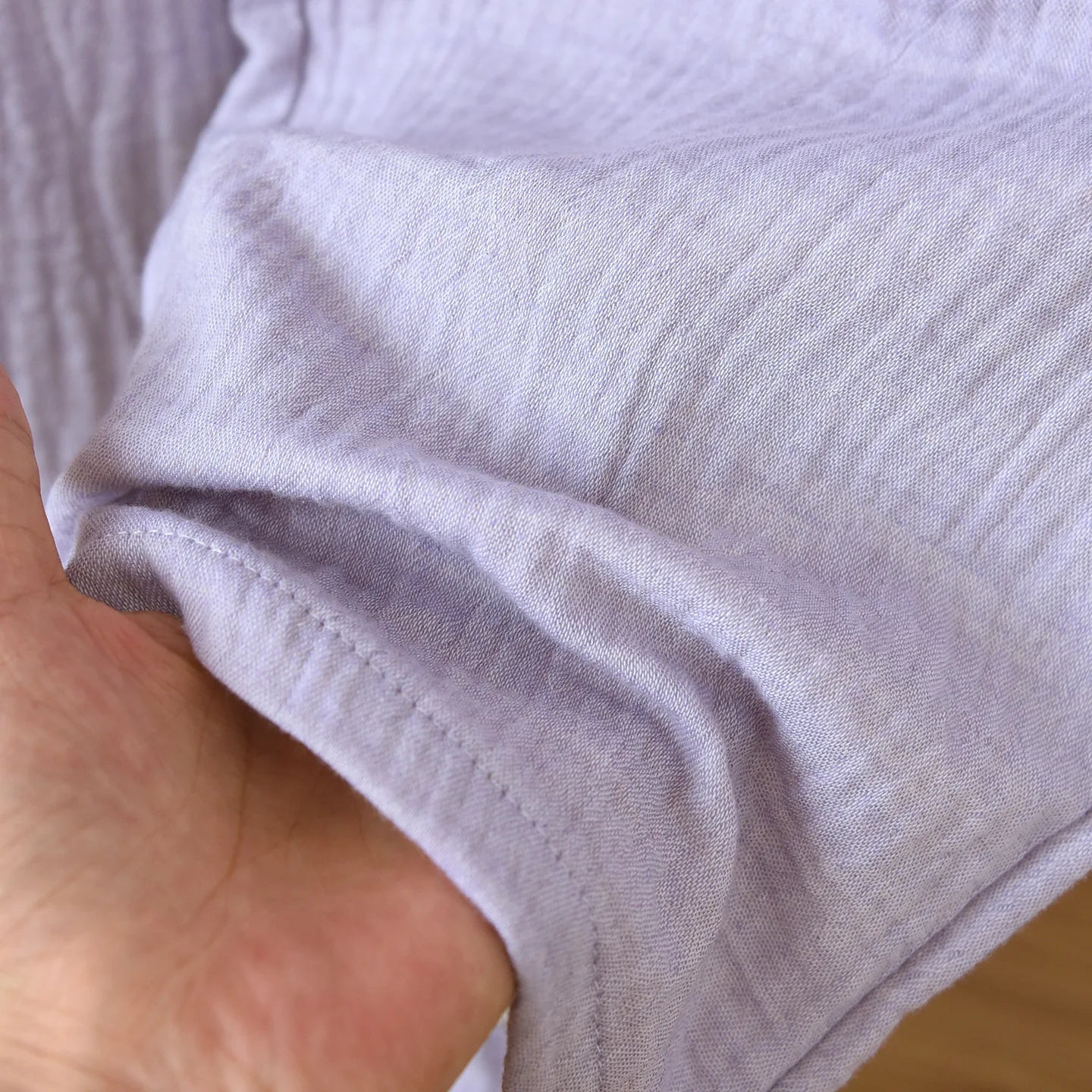 Summer Women Cotton Gauze Wide Leg Pants Casual Loose Elastic Waist Trousers with Pockets Solid Color Breathable Lounge Pants