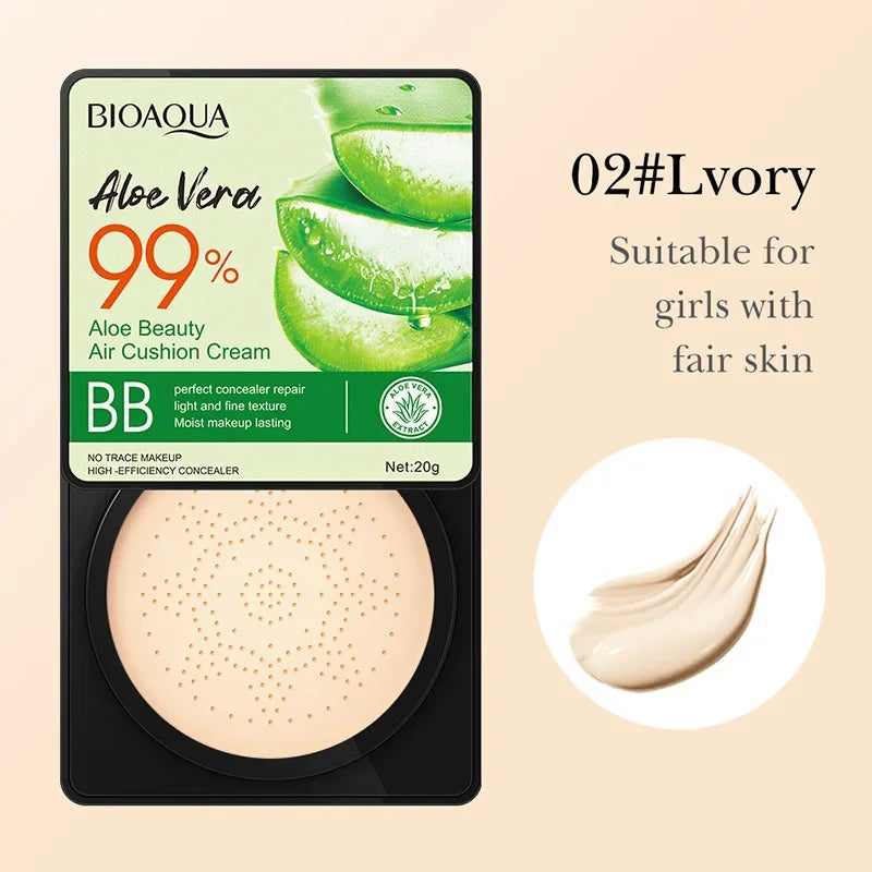 BIOAOUA Aloe Vera Beauty Air Cushion BB Cream Concealer Oil Control Brighten Skin Tone Isolation Foundation Cream Facial Makeup