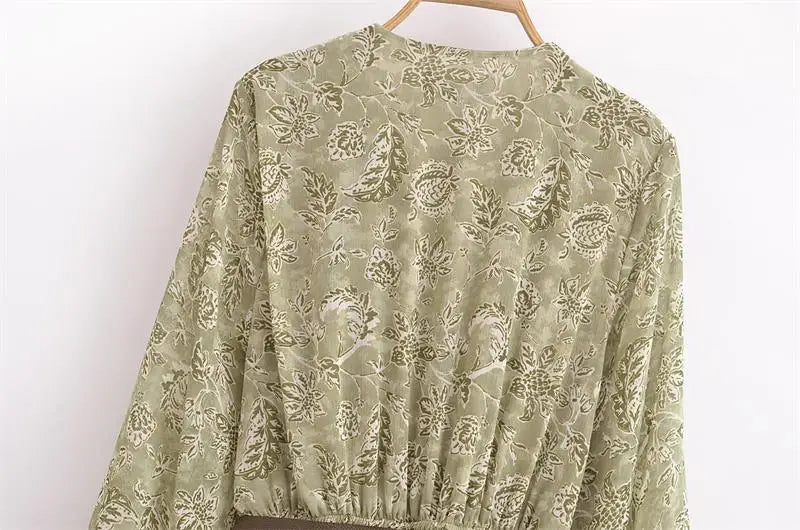 Dresses Women's 2025 New Spring Chiffon Print V-neck Chic Slim Long Dress Fashion Elegant Holiday Street Women's Dress