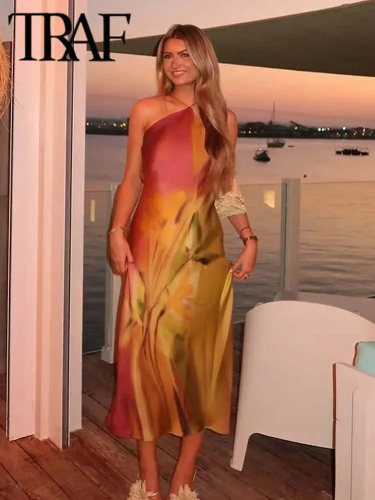 Women's Summer Dress Beach Long Dresses for Women 2024 New Fashion Print Backless Sexy Midi Dress Elegant Party Dresses