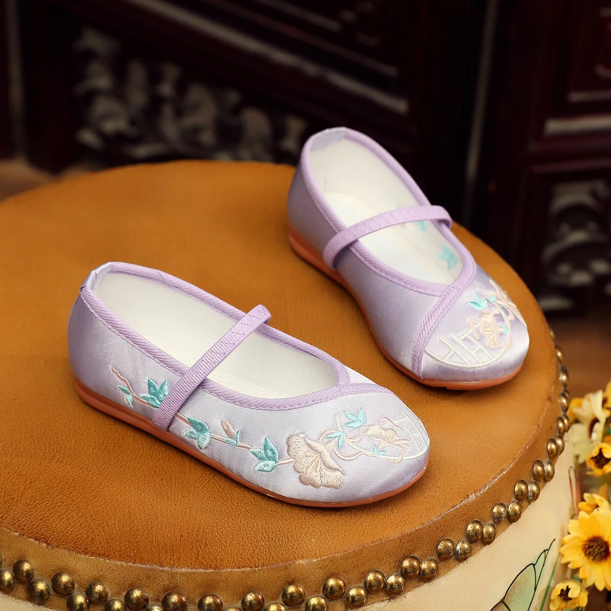 Kids Shoes For Girls Gift Fashion Floral Flats Children's Performance Embroidery Floral Show Chinese Style Baby Shoes Size 25-34