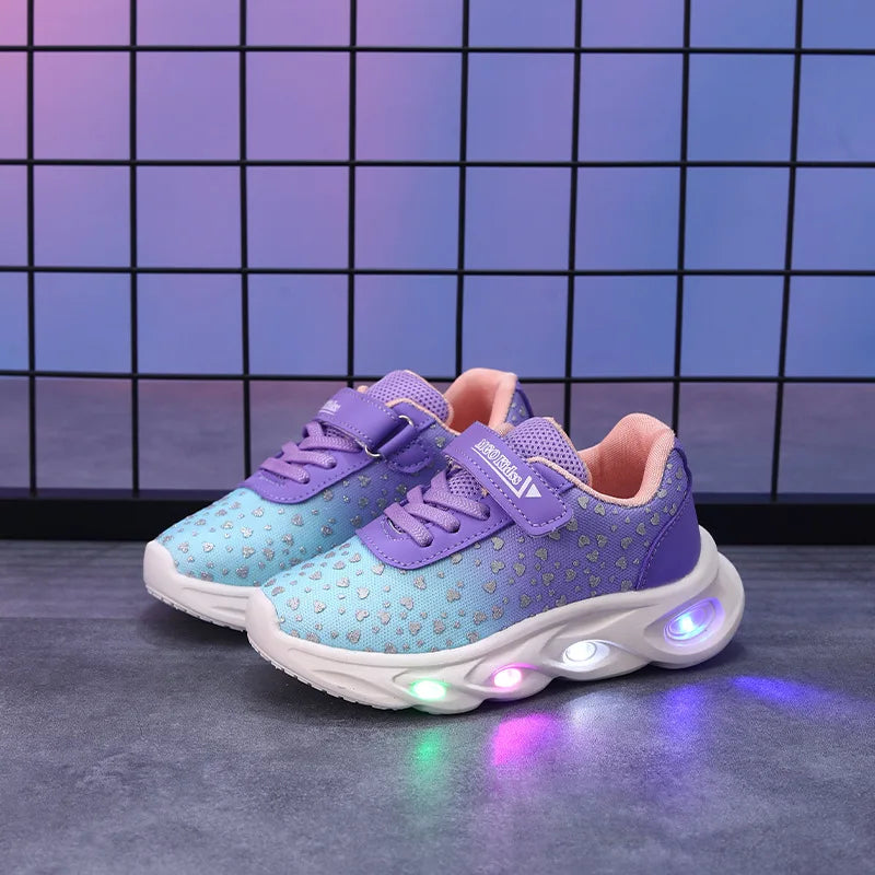 Kids' Casual Shoes Children Led Light Spring Outdoor Sneakers For Breathable Anti-slip Black  Blue Pink Size 21-30