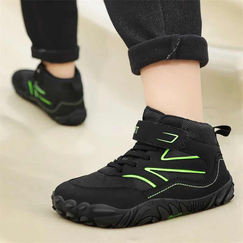 Kids Hiking Shoes Wide-toe High-top Autumn Winter Barefoot Wading Shoes Boys Girls Non-slip Stream Tracing Beach Sneakers
