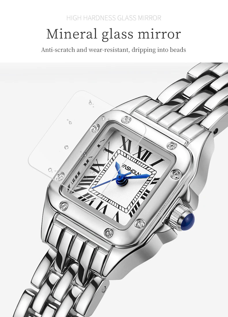 YASHIDUN Fashion Women Watch Stainless Steel Luxury Ladies Quartz Watches Business Female Clock Bracelet Wristwatch Women Gift