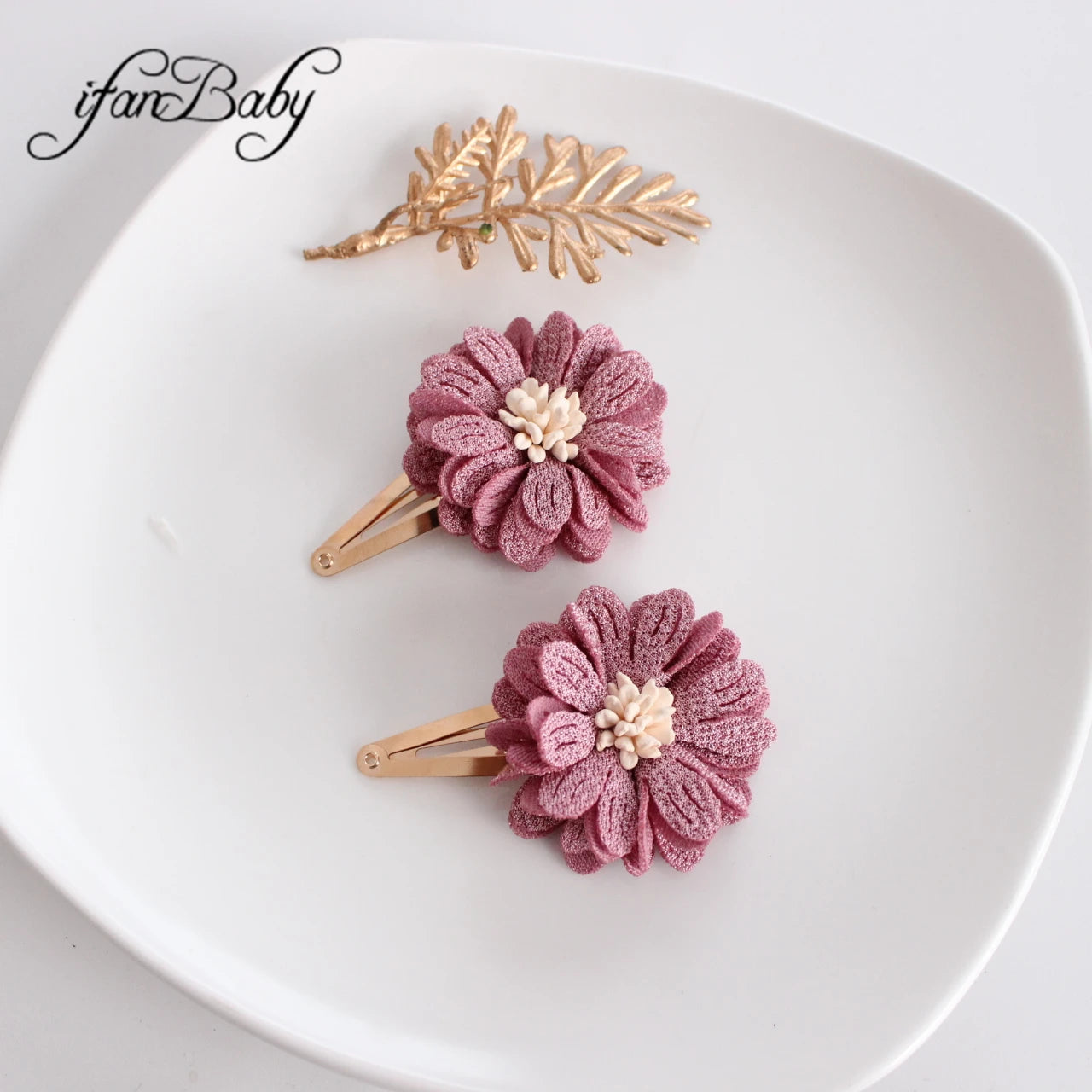 Fashion Flower BB Hair Clips Pin Headwear For Baby Kids Girl Hair Accessories 2 PCS/SET