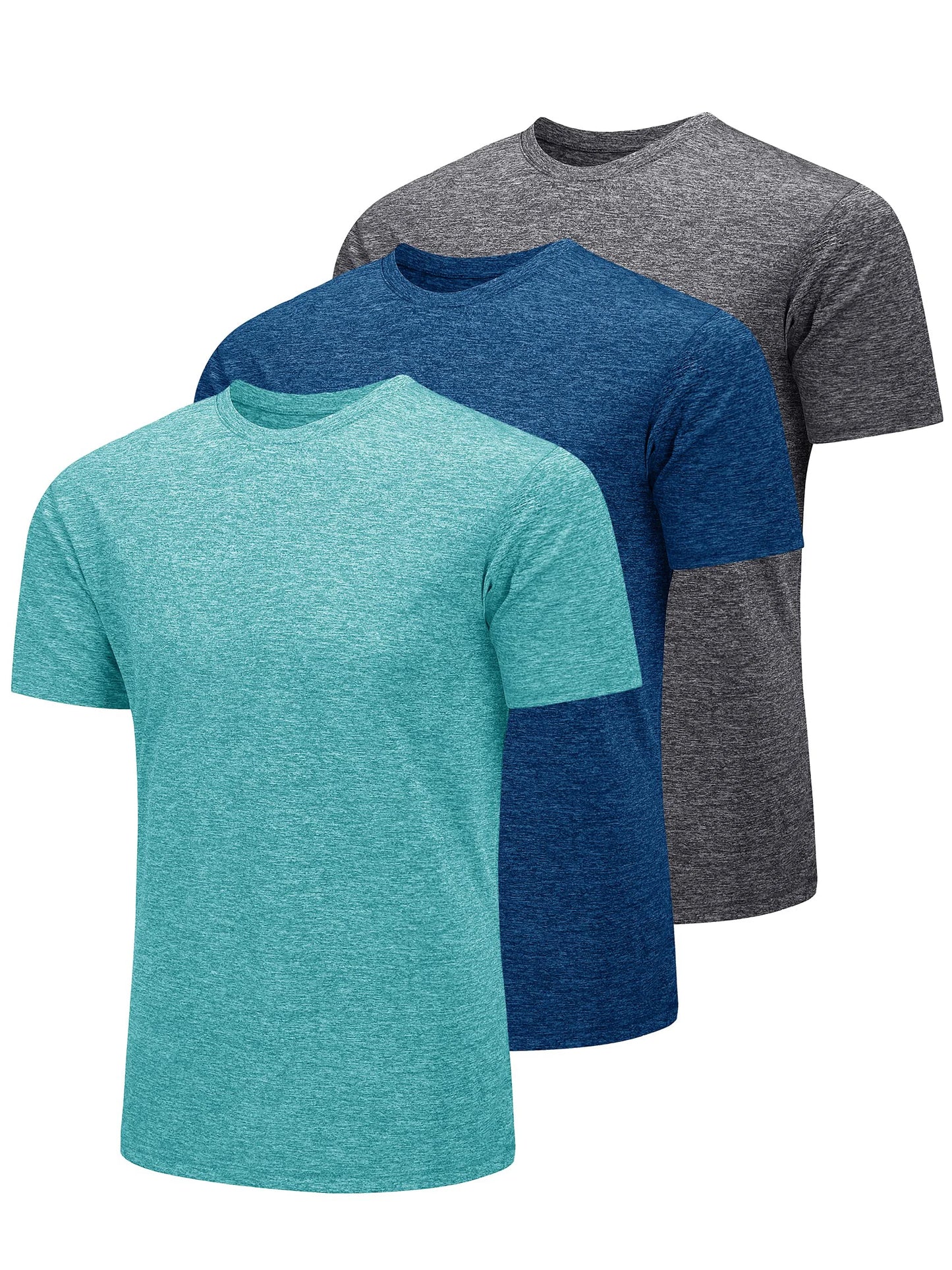 TACVASEN 3 Packs Summer T-shirts Mens Crew Neck Short Sleeve Shirts 3 Pieces/Lot Moisture Wicking Quick Dry Casual Tees Gym Tops