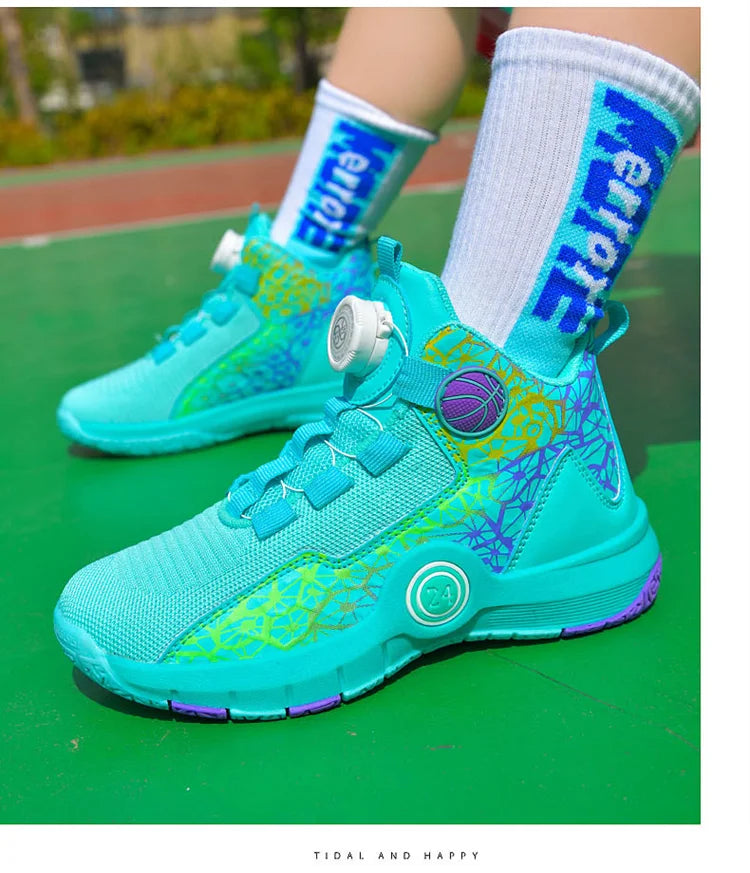 Children Basketball Shoes Original Design 2024 New Indoor Field Training Sports Shoes Comfortable Boy Basketball Shoes for Kids