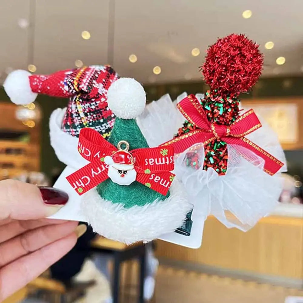 Cap Santa Claus Kids Gifts Christmas Costume Dress Up Korean Hair Accessories Children Hair Clip Christmas Hat Hairpin
