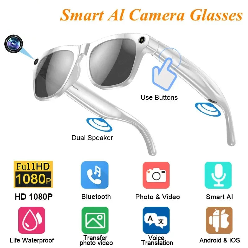 4K HD Smart Glasses AI GPT Camera Bluetooth Call 260Mah Battery Voice Assistant Translate Identify Objects Smart Glasses