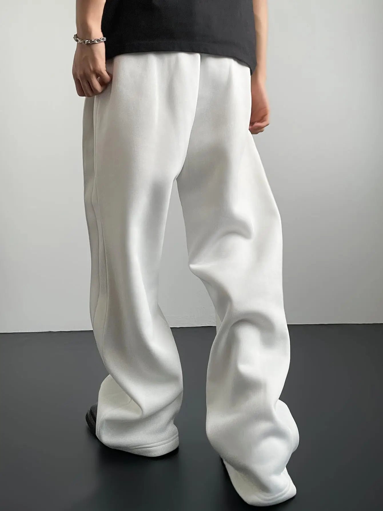 European and American men's waist trousers waist drawstring straight wide-leg loose trousers sports trousers pocket men pants