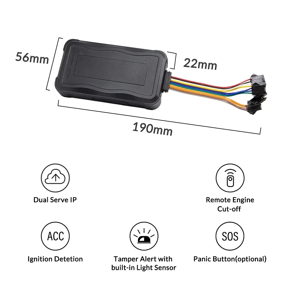 GPS Tracker Vehicle GPS Tracking Device for Car Motorcycle Mini GPS GSM ACC Alerts with Free Tracking APP Web with Relay SOS Mic