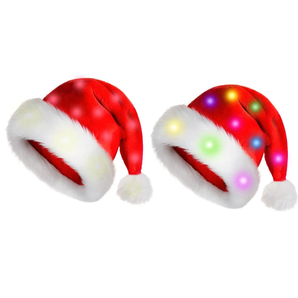 Christmas Hat Merry Christmas LED Light Hat New Year Ligthed Hat Red Santa Claus Hat for Kids Adult Xmas Gift Christmas decor