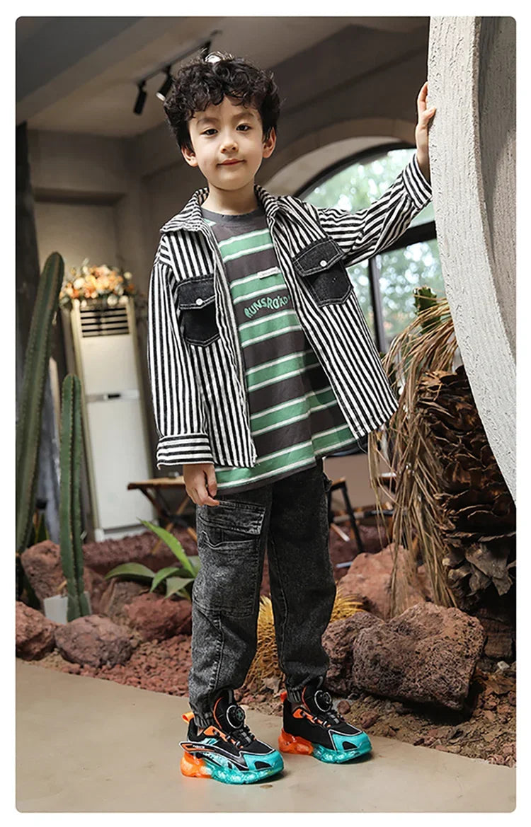 New Summer Children Sneakers Breathable 5-16Years Boys' Running Shoes New Swivel Buckle Kids Sport Shoes Outdoor Casual Trainers