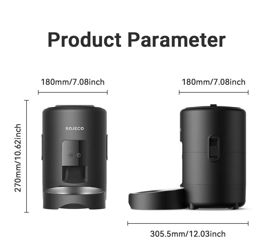 ROJECO 2L Automatic Pet Feeder Smart Cat Food Kibble Dispenser Wi-Fi App Remote Control Auto Dog Feeder For Cat Pet Accessories