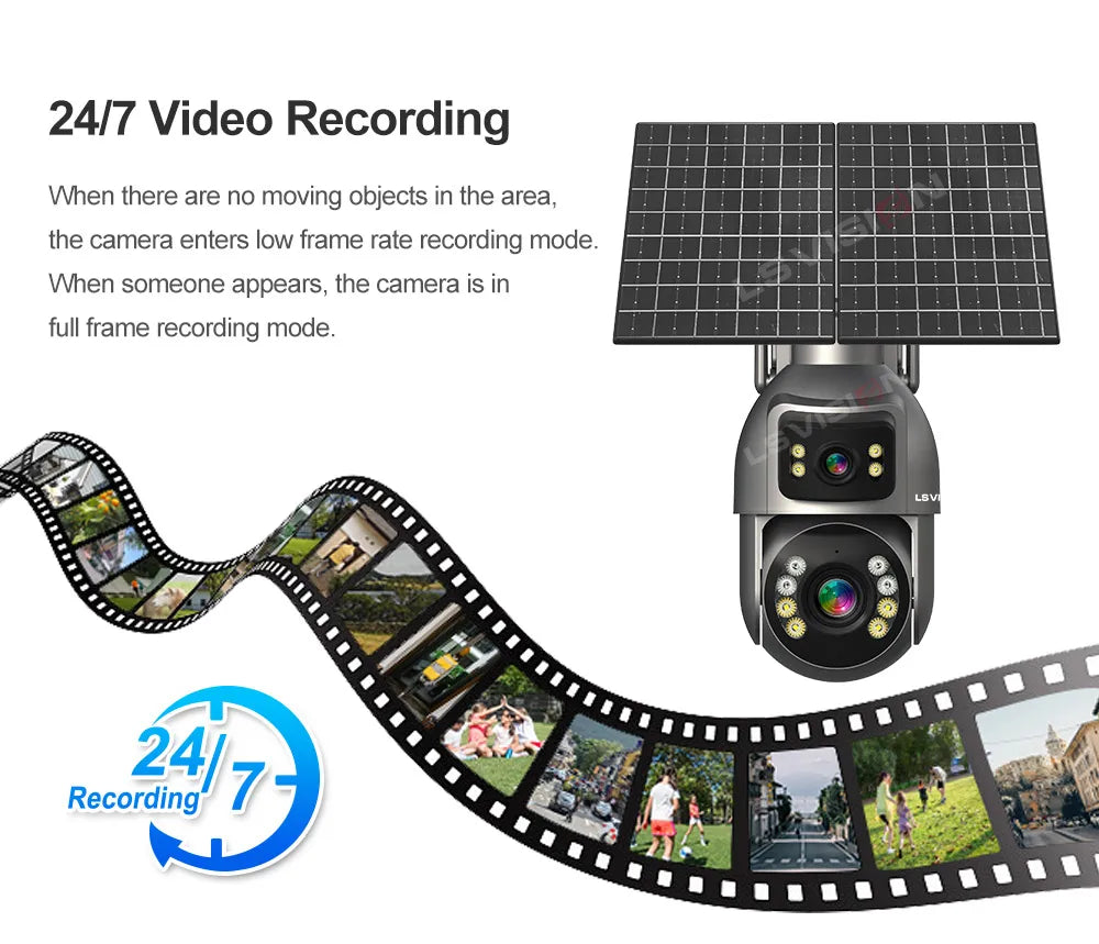 LS VISION 4G WiFi Solar Powered CCTV Camera AOV 7/24 Network Home Security AI Popular Outdoor Solar Network Camera