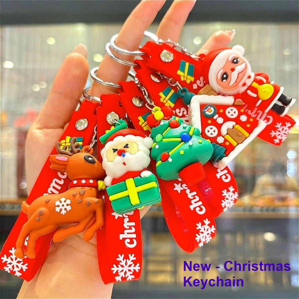 Christmas Gift 2025 Cute Santa Keychain Cartoon Pendant for Bag Car Keys Decor Stocking Stuffer for Kids Children Daughter Son