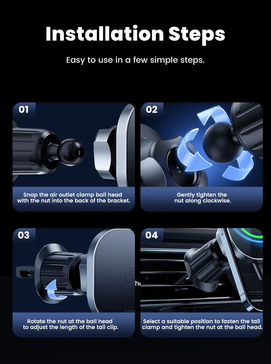 Toocki Magnetic Car Wireless Charger Car Phone Holder Air Outlet 15W Fast Charging Charger in Car For iPhone 15 14 13 12 Pro Max