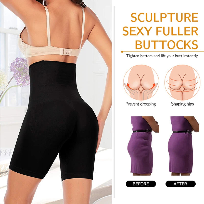 Women Shapewear High Waist Shorts Tummy Slimming Body Shaper Waist Trainer Butt Lifter Seam-free Flat Belly Panties Weight Loss