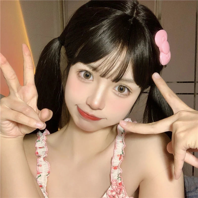 Kawaii Sanrio Bow Hairpin Hello Kittys Hair Accessories Cute Girl Heart Side Clip Bangs Temperament Jewelry Gift Sanrio Hairpin