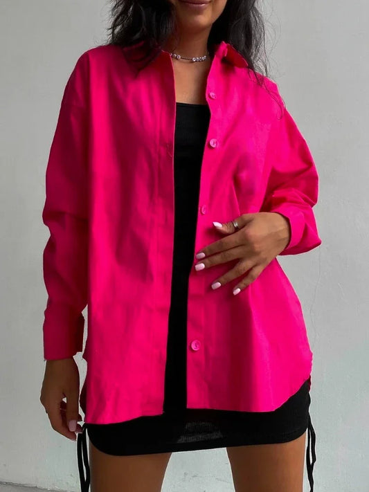 100% Cotton Shirts for Women 2025 Casual Loose Fashion Long Sleeve White Shirt Single Breasted Design Elegant Blouse for Women