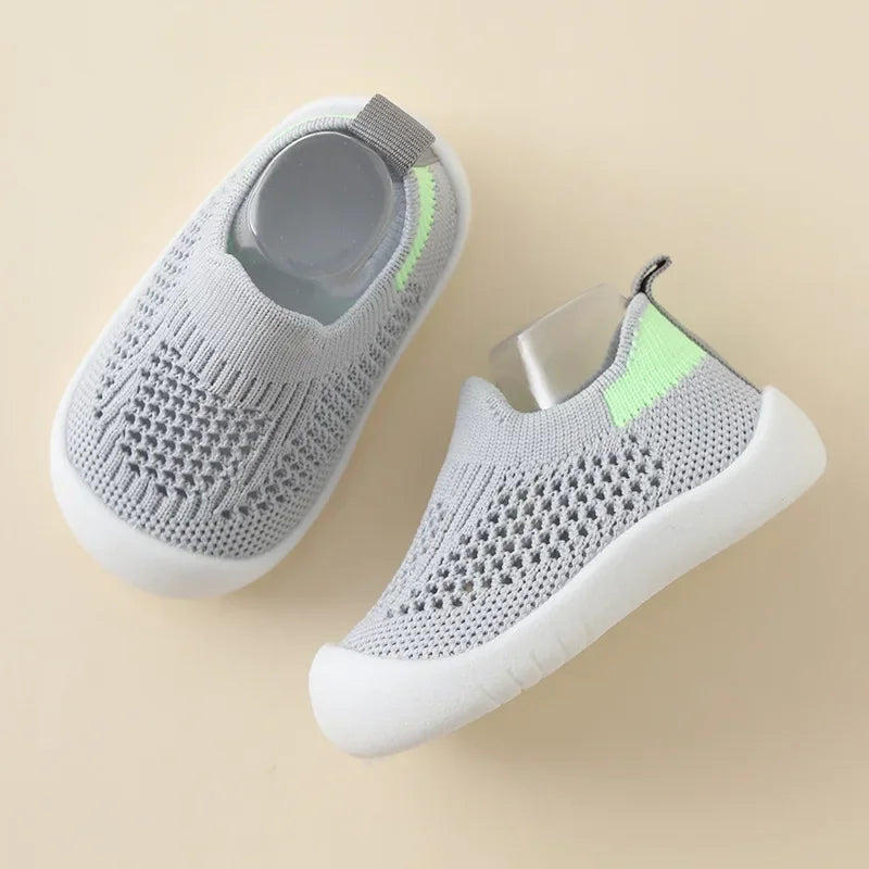Spring Summer Toddler Shoes Breathable Knitted Kids Sneakers Boys Slip-on Tennis Shoes Girls Soft Non-slip School Casual Shoes
