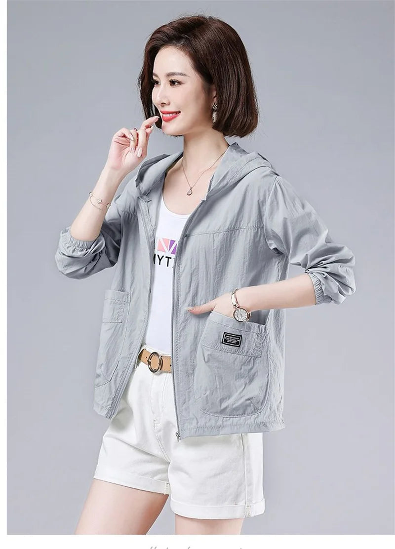 2025 New Summer Women Jacket Waterproof Sun Protection Clothes Thin Lightweight Jacket Women Quick Dry Sport Coat Windbreaker