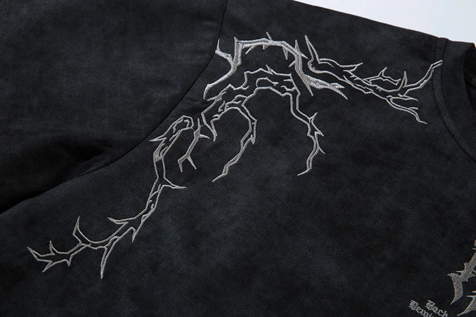 Hip Hop Harajuku Men T Shirts Embroider Vintage Loose Tee Tops Streetwear Oversized T-shirt