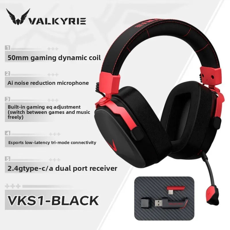VALKYRIE VK S1 Gaming Headset Wireless Triple-Mode Detachable Microphone 15ms Ultra-low Latency Customized Gaming Headphones