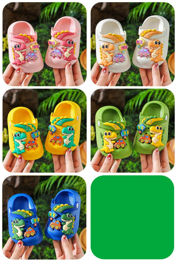 Summer Kids Sandals Children's Shoes Slippers Soft Anti-Skid Cartoon DIY Design Hole Baby Shoes Dinosaur Beach For Boys Girls