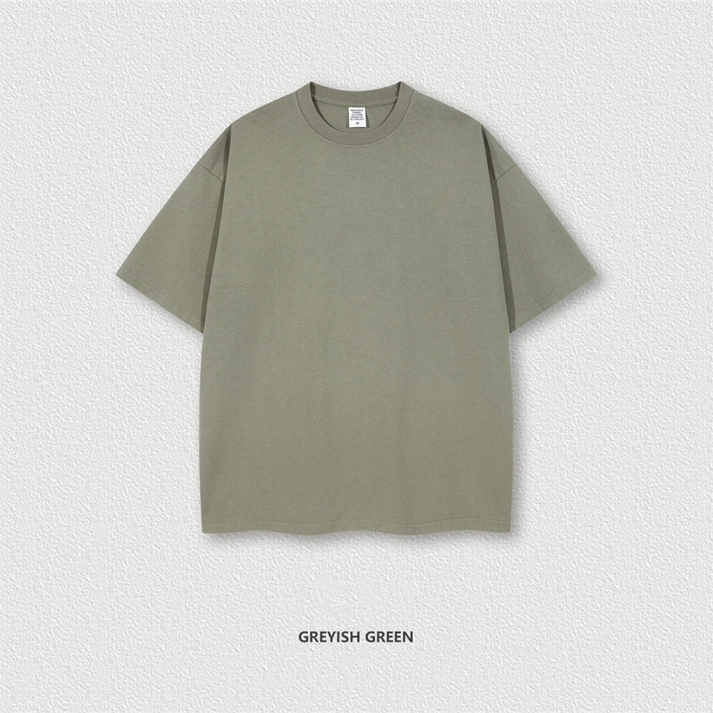 ZODF Trendy Summer 260gsm Cotton Oversized T Shirts For Men Unisex Male Kanye West High Street Solid Tees Brand Tops HY0122