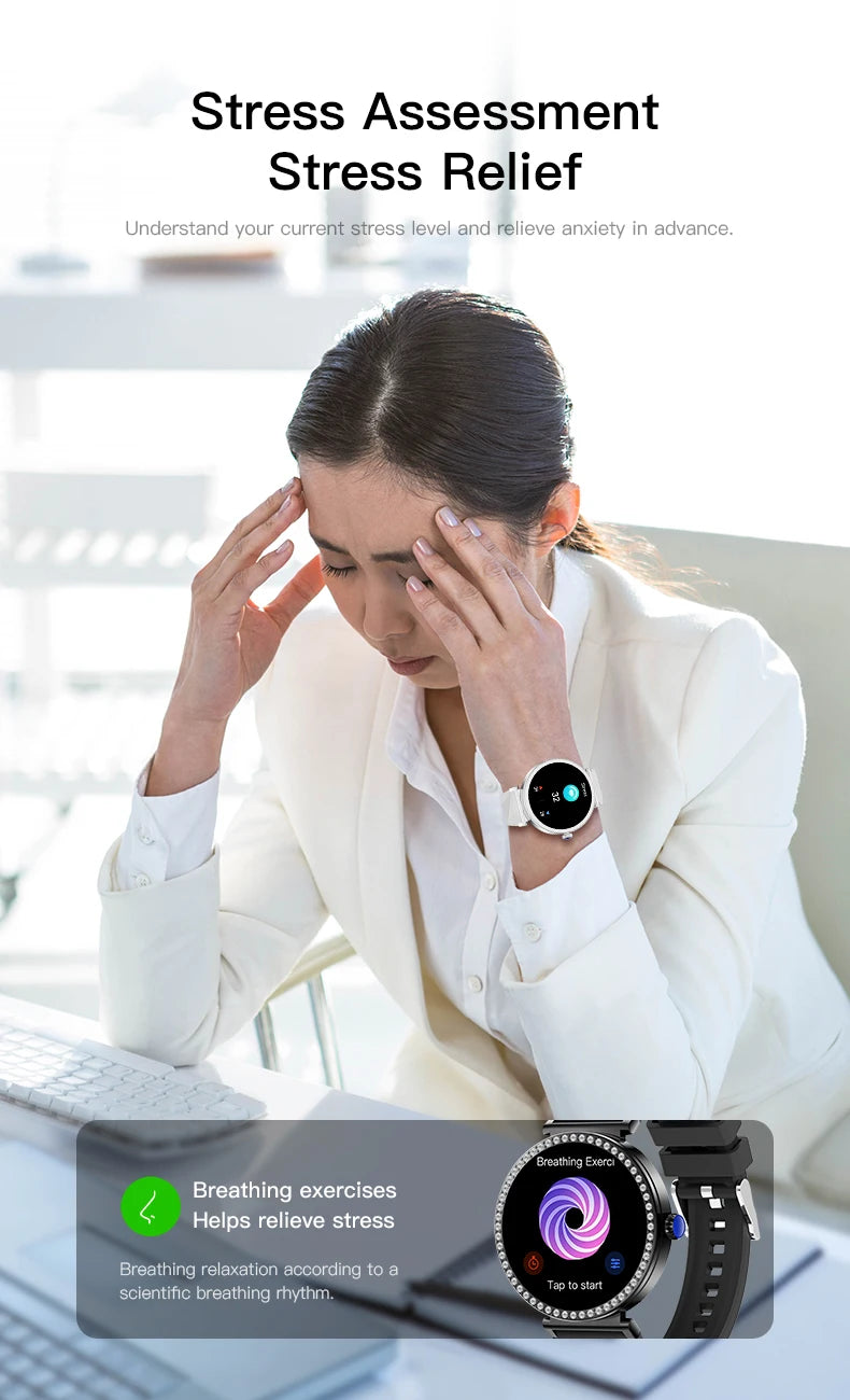 New Luxury Diamond Smart Watch Women Bluetooth Call Smartwatch Heart Rate Health Monitor Smartwatches Waterproof Bracelet Ladies