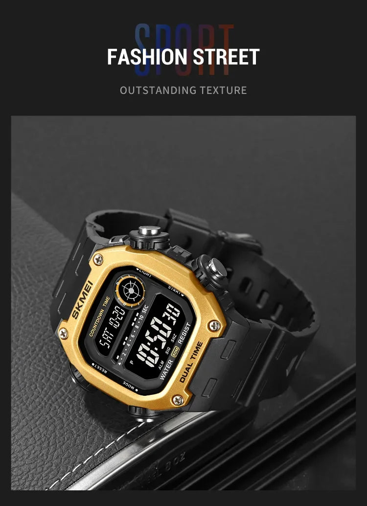 SKMEI 2126 Digital Countdown Sports Watches for Men LED Display Waterproof Stopwatch Mens Wristwatch Alarm Clock montre homme