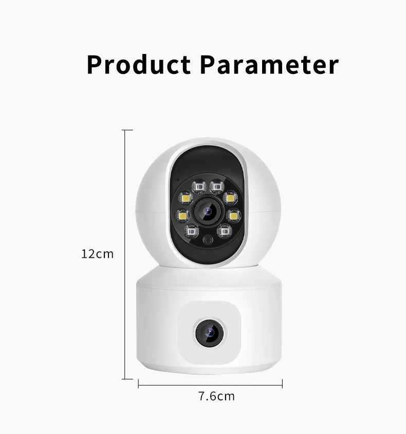 Home Security Camera 1080P Dual Lens WiFi Indoor Outdoor Night Vision Motion Detection Two Way Audio Waterproof Cloud Storage