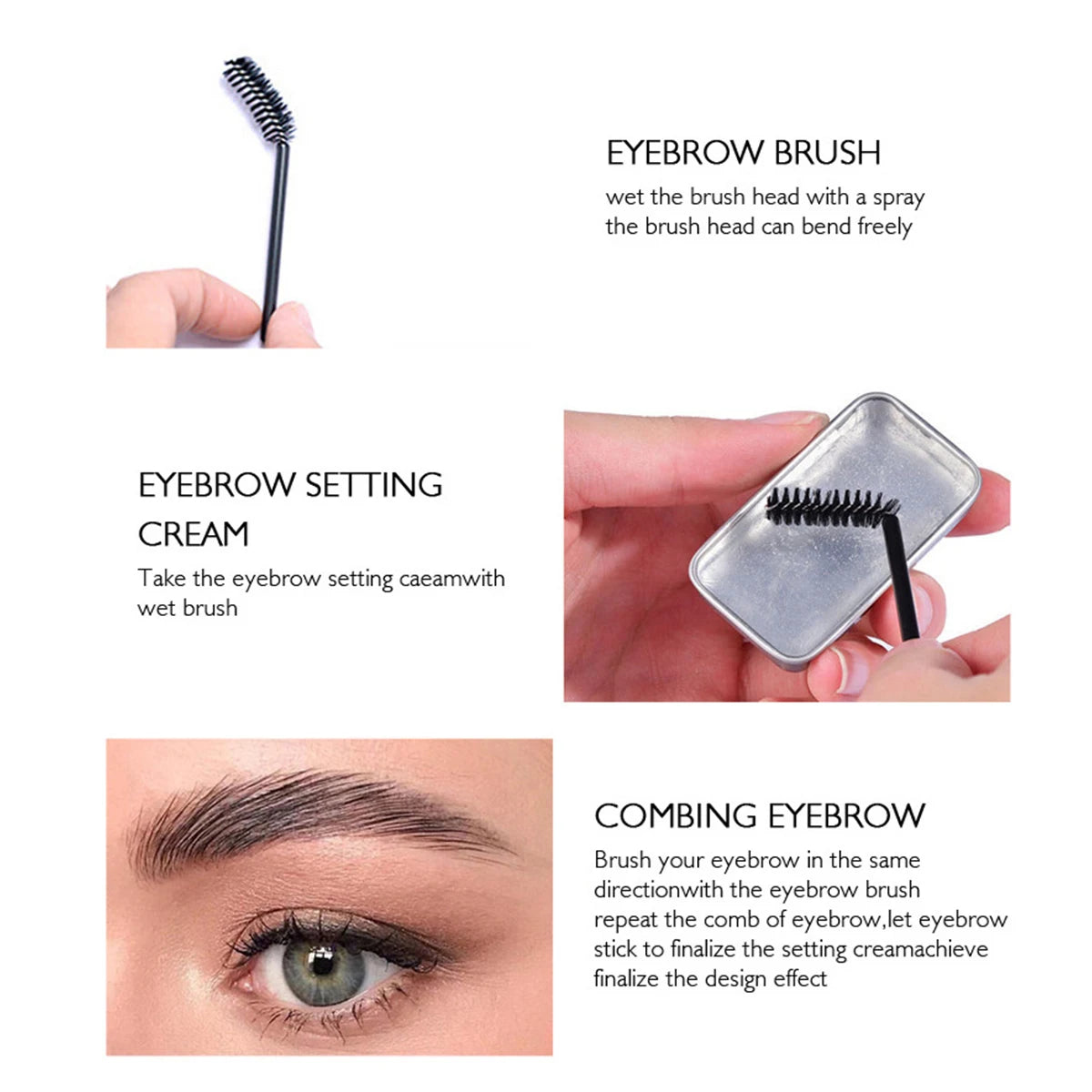 Colorless transparent eyebrow cream styling soap for refreshing and long-lasting natural eyebrow styling with eyebrow brush