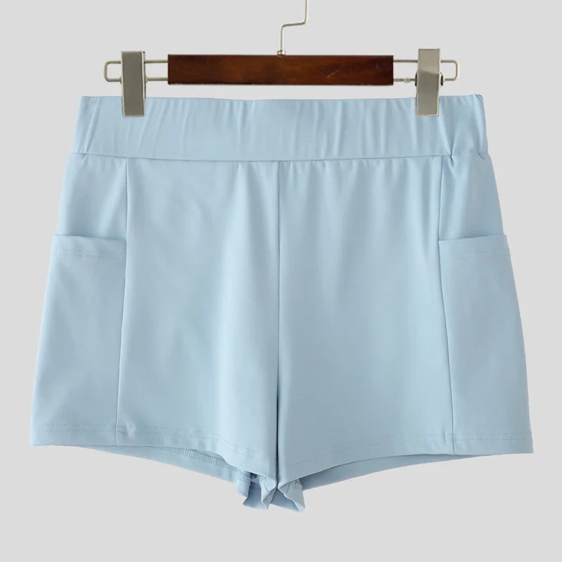 INCERUN Men Shorts Solid Color Elastic Waist Joggers Quick-dry Men Bottoms Streetwear Summer Workout 2025 Casual Male Shorts