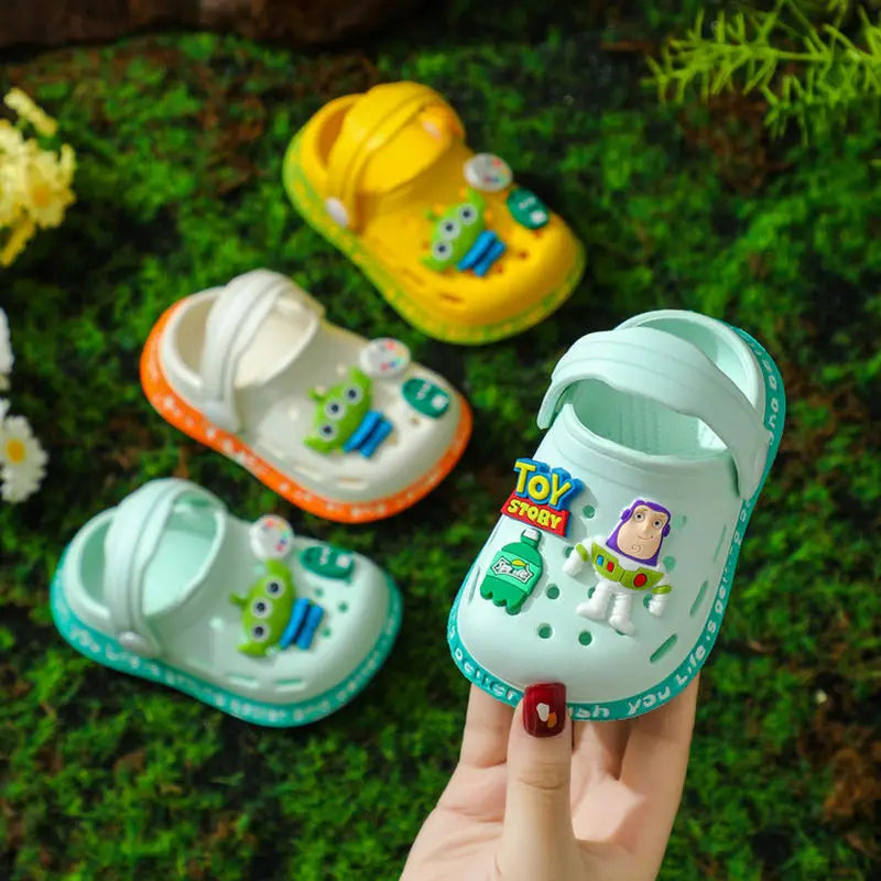 Summer Children Sandals Baby Boy Girl Cartoon Toy Story Buzz Lightyear Print Kids Slipper Indoor Non-slip Soft Beach Shoes 18-29