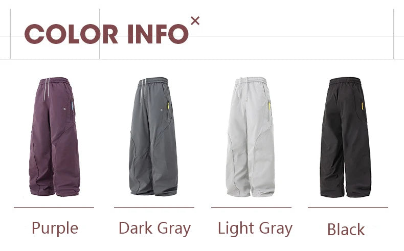 TFETTERS Autumn New Zipper Pocket Men Pants Drawstring Elastic Waist Pants Men Fashion Stitching Design Trouser for Men Clothes