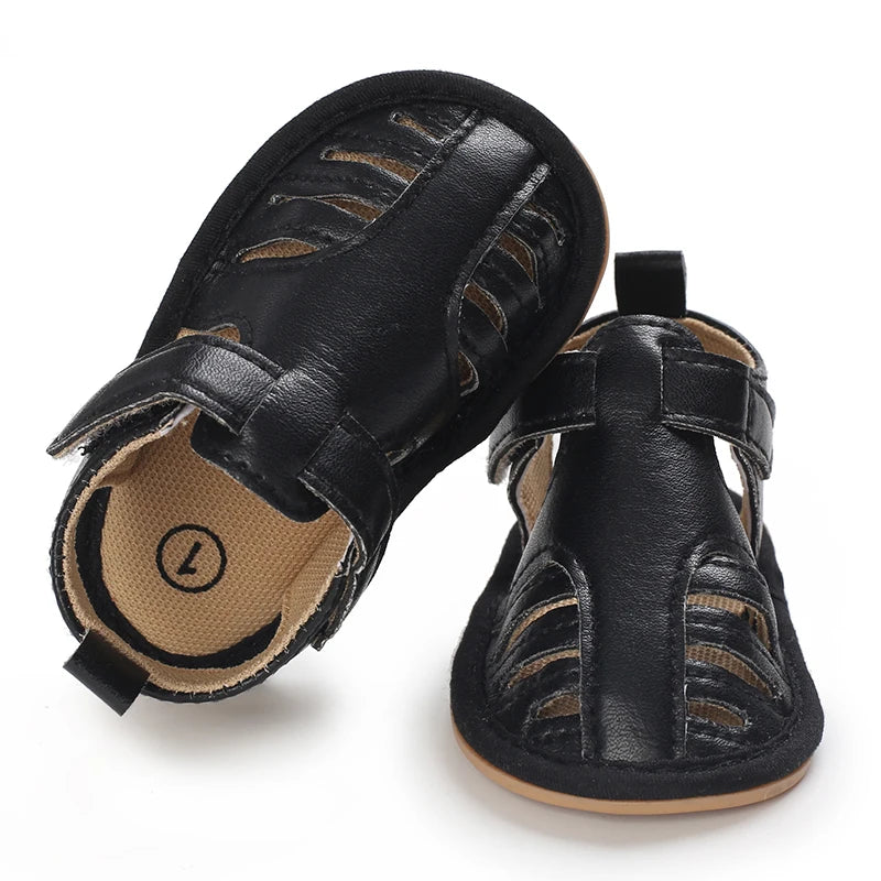 0-18M Newborn Baby Shoes Boys and Girls Summer PU Soft Rubber Sole Anti slip Baby First Step Walking Shoes Baby Sandals