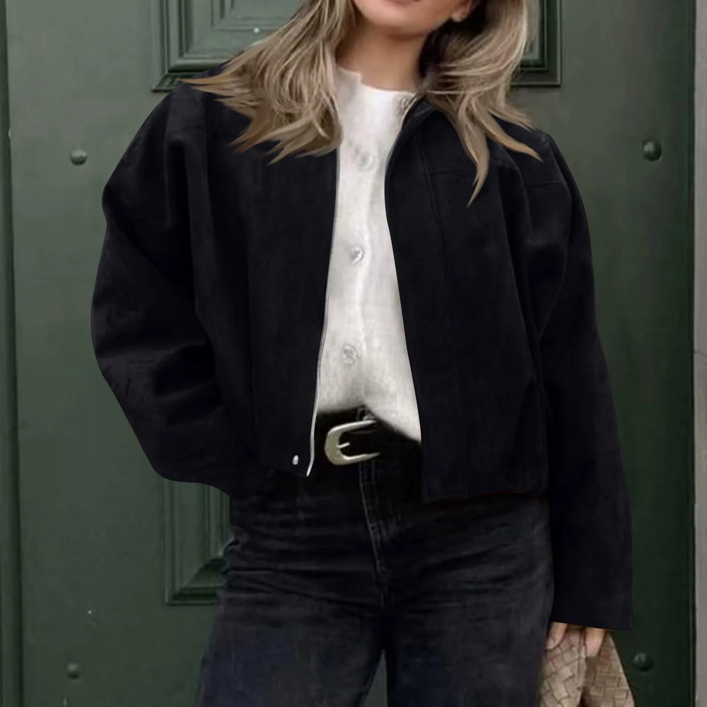 Women's Jacket Fashionable Long Sleeve Zip Up Cropped Coat Autumn Streetwear Cropped Jackets Chic Street Youth Casual Jackets