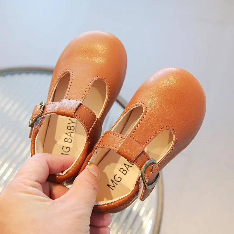 0-6 Years Toddler Girl Shoes Spring Autumn Kids Flats For Girl Soft PU Leather Shoes School Children T-strap Casual Oxfords