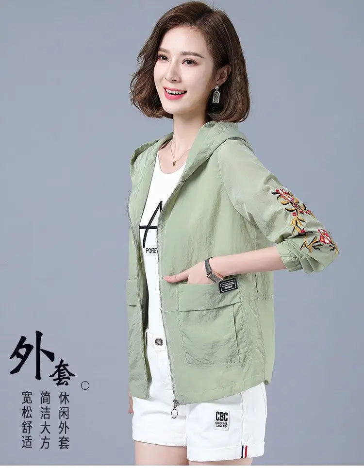 Summer Jackets For Women 2025 Outerwears Cool Thin Coat Middle Aged Mother Clothes Korea Fashion Women's Clothing Embroidery